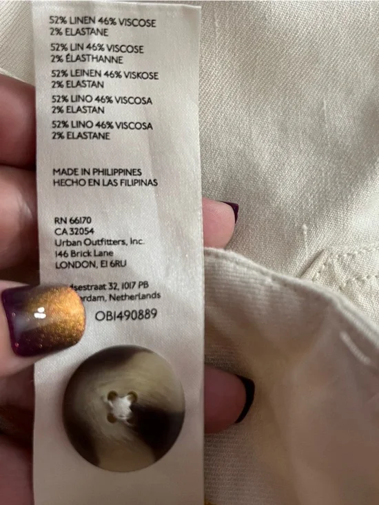 Anthropologie Maeve The Collette Linen Blend Wide Leg Pant In Ivory Cropped - Picture 11 of 13